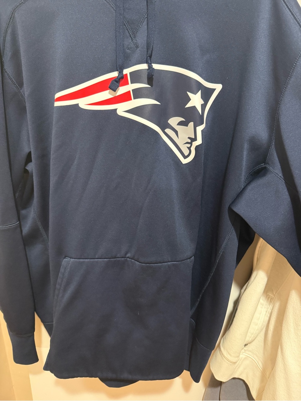 NFL Navy Pullover Hoodie with Team Logo and Red Accents